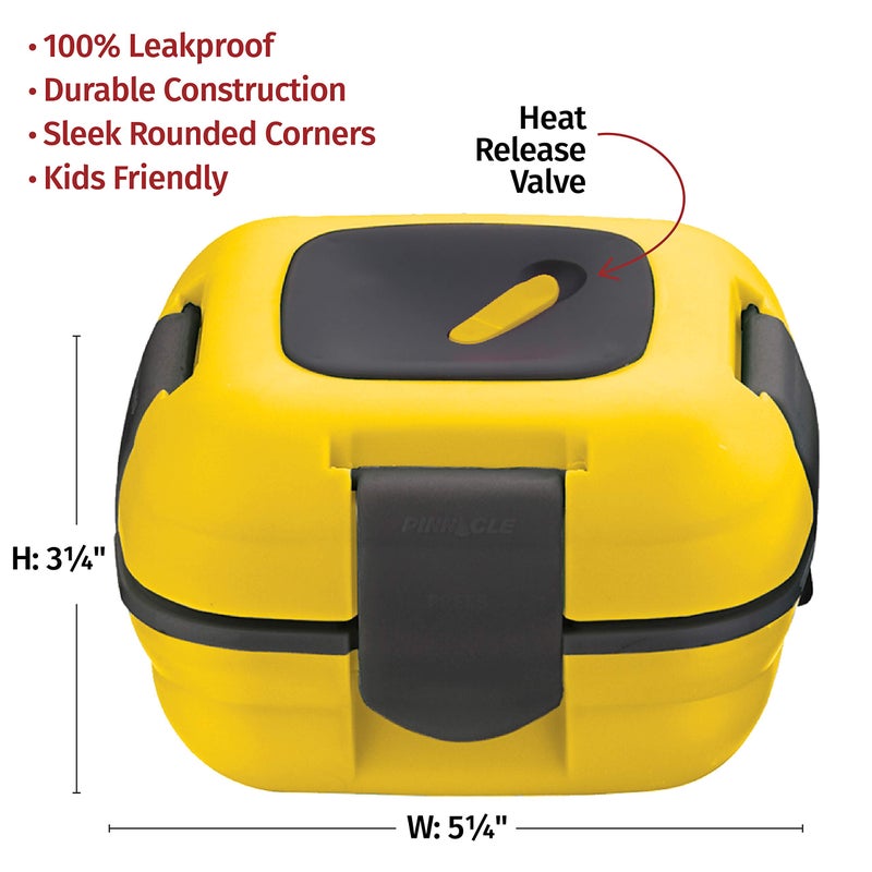 Pinnacle Insulated Leak Proof Lunch Box for Adults and Kids - Thermal Lunch Container With NEW Heat Release Valve, 16 oz - (Yellow) - Image 2